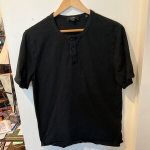 EUC Vince Black Henley Short Sleeve Shirt Medium